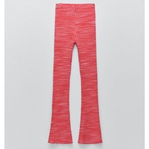 BNWT ZARA Ribbed High Rise Flare Pant, stretch, pull-on